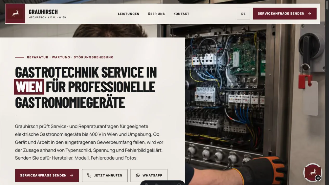 Grauhirsch local preview for gastrotechnik repair service in Vienna